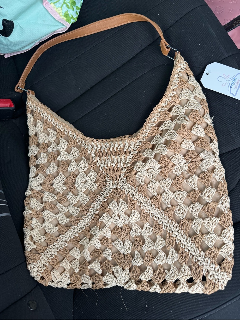 Woven Crochet Shoulder Bag - Neutral